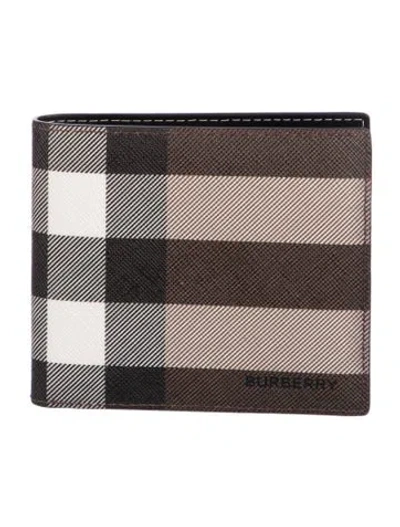 Pre-owned Burberry Plaid Print Bifold Wallet In Brown