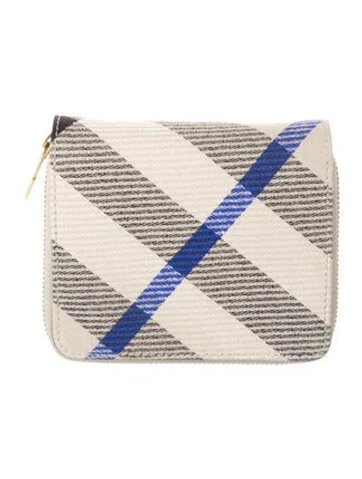Pre-owned Burberry Plaid Print Bifold Wallet In Neutrals