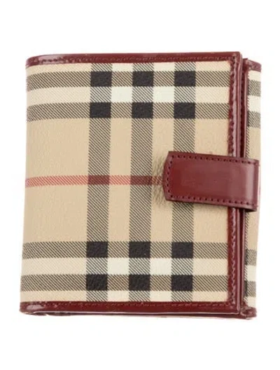 Pre-owned Burberry Plaid Print Bifold Wallet In Neutrals