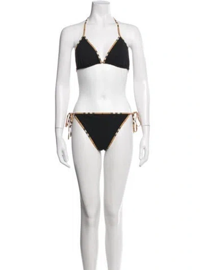 Pre-owned Burberry Plaid Print Bikini In Black