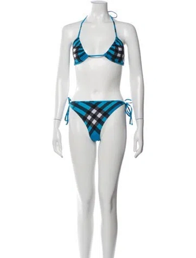 Pre-owned Burberry Plaid Print Bikini In Brown