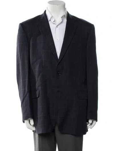 Pre-owned Burberry Plaid Print Blazer In Blue