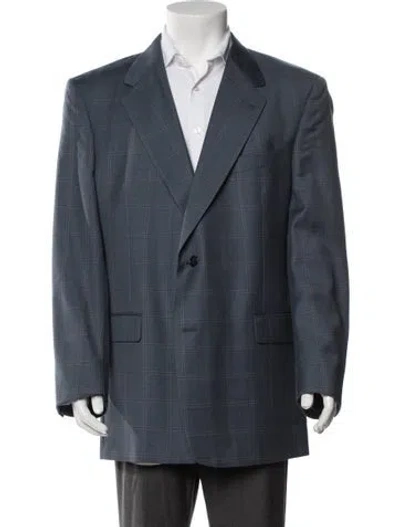 Pre-owned Burberry Plaid Print Blazer In Blue