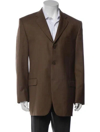 Pre-owned Burberry Plaid Print Blazer In Brown