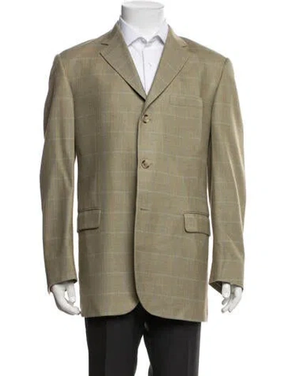 Pre-owned Burberry Plaid Print Blazer In Green