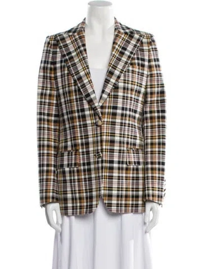 Pre-owned Burberry Plaid Print Blazer In Neutral