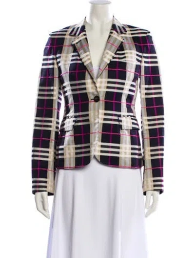 Pre-owned Burberry Plaid Print Blazer In Neutral