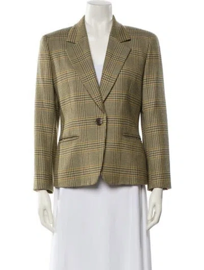 Pre-owned Burberry Plaid Print Blazer In Yellow