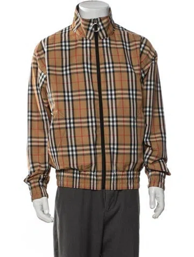 Pre-owned Burberry Plaid Print Bomber Jacket In Neutrals