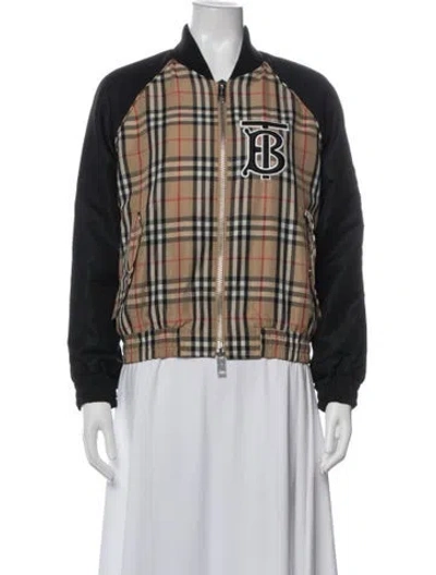 Pre-owned Burberry Plaid Print Bomber Jacket In Neutrals