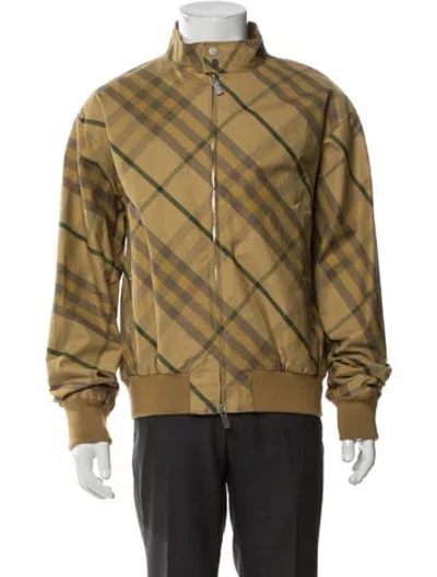Pre-owned Burberry Plaid Print Bomber Jacket In Yellow