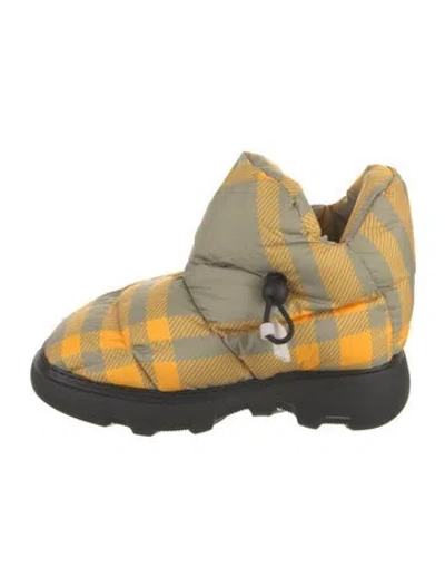Pre-owned Burberry Plaid Print Boots In Yellow