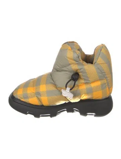 Pre-owned Burberry Plaid Print Boots In Yellow