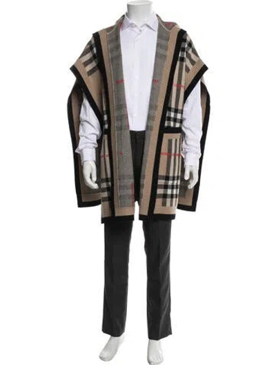 Pre-owned Burberry Plaid Print Cape In Black