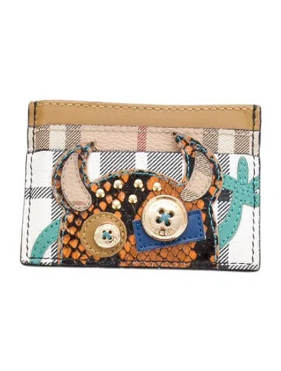 Pre-owned Burberry Plaid Print Card Holder In Brown