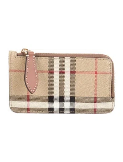 Pre-owned Burberry Plaid Print Card Holder In Brown