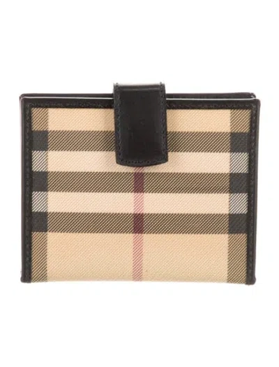 Pre-owned Burberry Plaid Print Card Holder In Neutrals