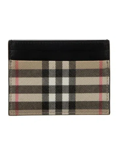 Pre-owned Burberry Plaid Print Card Holder In Neutrals