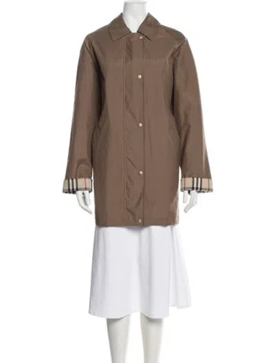 Pre-owned Burberry Plaid Print Coat In Brown