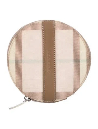 Pre-owned Burberry Plaid Print Coin Pouch In Pink