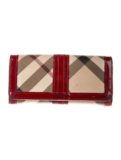 Pre-owned Burberry Plaid Print Continental Wallet
