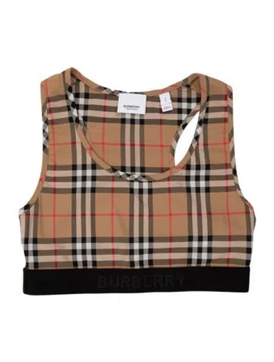 Pre-owned Burberry Plaid Print Crew Neck Sports Bra In Neutral