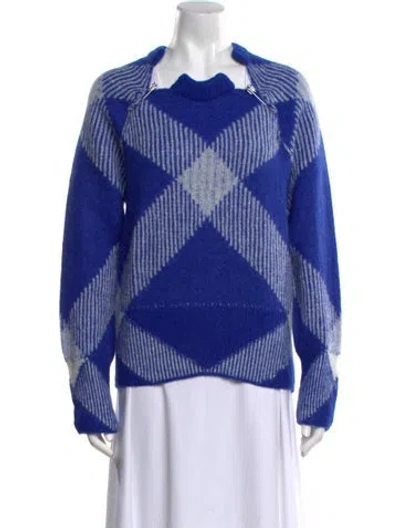 Pre-owned Burberry Plaid Print Crew Neck Sweater In Blue