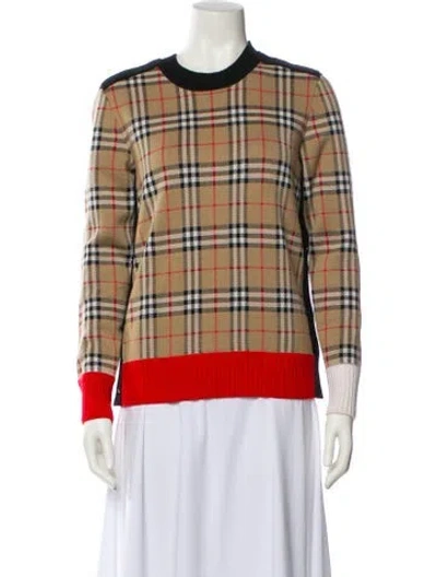 Pre-owned Burberry Plaid Print Crew Neck Sweater In Blue