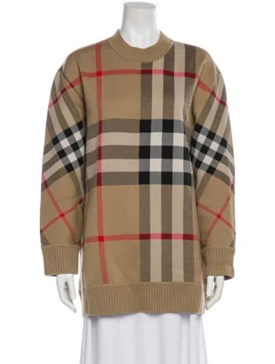 Pre-owned Burberry Plaid Print Crew Neck Sweater In Neutral