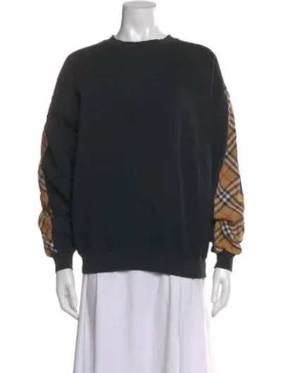 Pre-owned Burberry Plaid Print Crew Neck Sweatshirt In Black