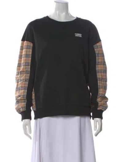 Pre-owned Burberry Plaid Print Crew Neck Sweatshirt In Black