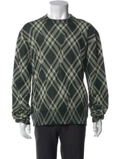 Pre-owned Burberry Plaid Print Crew Neck Sweatshirt In Green