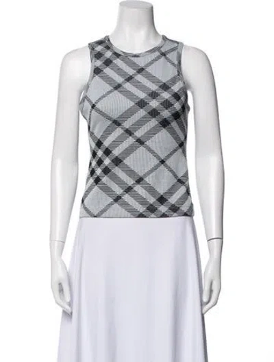 Pre-owned Burberry Plaid Print Crew Neck Top In Brown