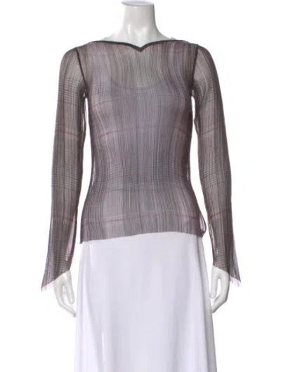 Pre-owned Burberry Plaid Print Crew Neck Top W/ Tags In Brown