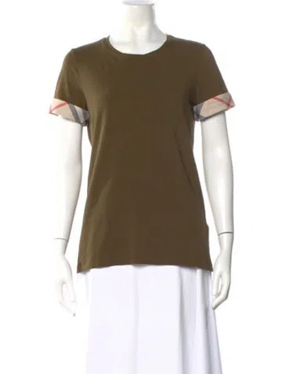 Pre-owned Burberry Plaid Print Crew Neck T-shirt In Green