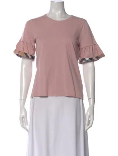 Pre-owned Burberry Plaid Print Crew Neck T-shirt In Pink