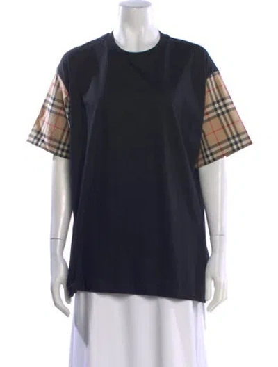 Pre-owned Burberry Plaid Print Crew Neck T-shirt W/ Tags In Black