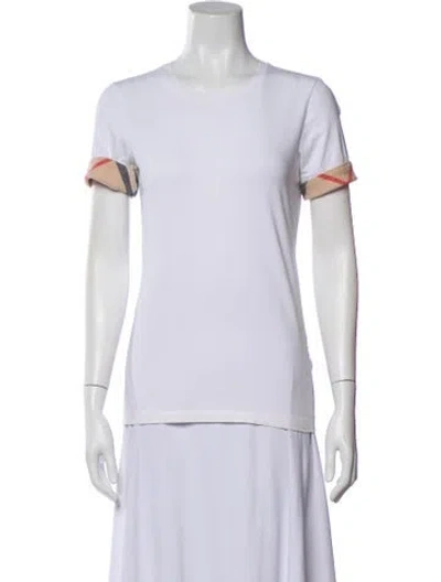 Pre-owned Burberry Plaid Print Crew Neck T-shirt In White