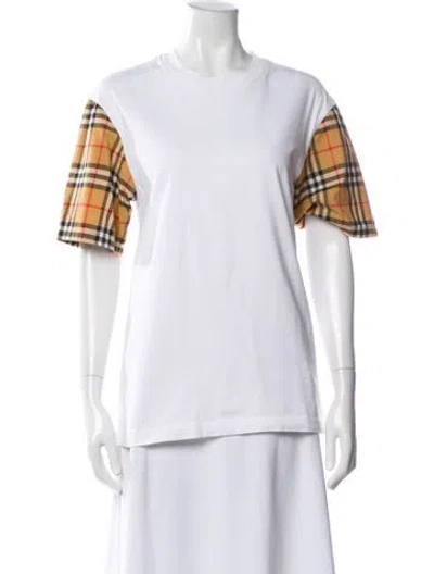 Pre-owned Burberry Plaid Print Crew Neck T-shirt In White