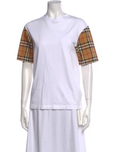 Pre-owned Burberry Plaid Print Crew Neck T-shirt In White