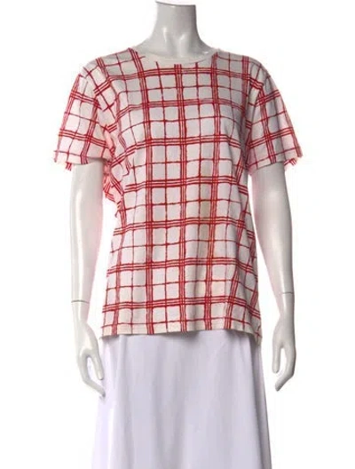 Pre-owned Burberry Plaid Print Crew Neck T-shirt In White