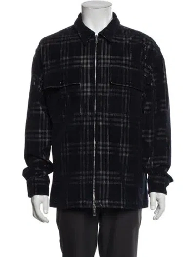 Pre-owned Burberry Plaid Print Denim Jacket In Blue