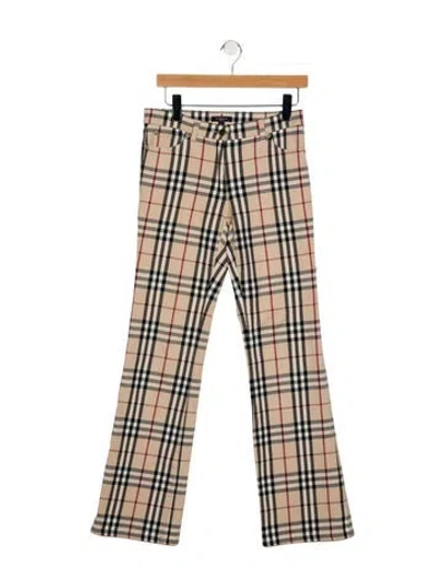 Pre-owned Burberry Plaid Print Flared Pants In Multi