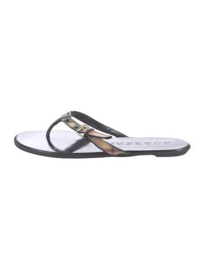 Pre-owned Burberry Plaid Print Flip Flops In Black