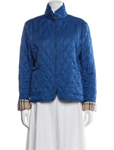Pre-owned Burberry Plaid Print Jacket In Blue