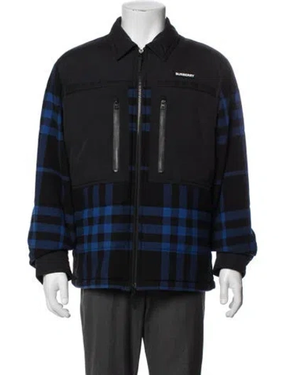 Pre-owned Burberry Plaid Print Jacket In Blue
