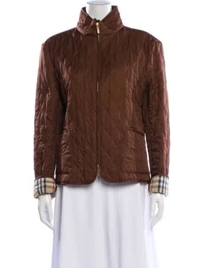 Pre-owned Burberry Plaid Print Jacket In Brown