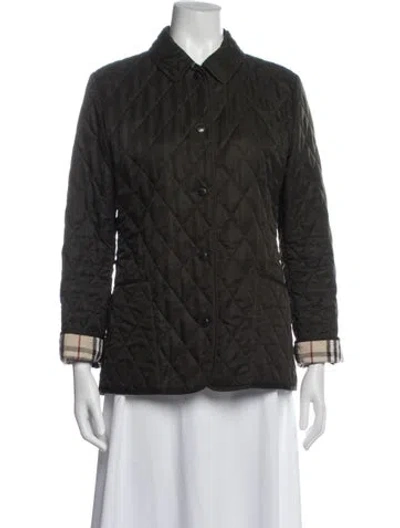 Pre-owned Burberry Plaid Print Jacket In Green
