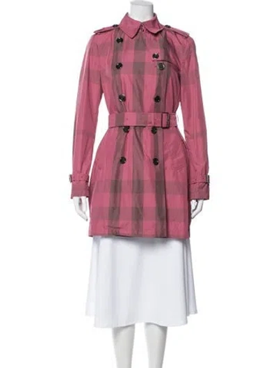 Pre-owned Burberry Plaid Print Jacket In Pink