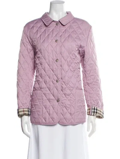 Pre-owned Burberry Plaid Print Jacket In Purple